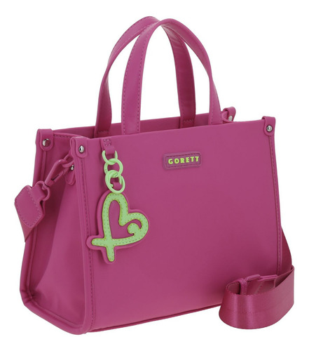 Bolso Chico Satchel Gorett Tay Rosa Para Dama Gs25088-p Acabado De Los Herrajes Níquel Color Rosa Chicle Correa De Hombro Rosa Chicle Diseño De La Tela Liso