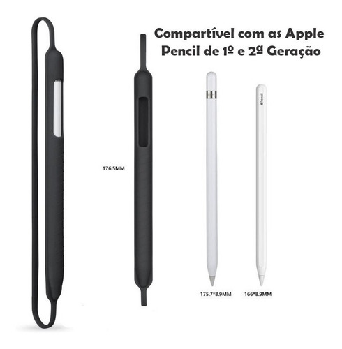 Kit Capa Case Tampa E Cordão Silicone Apple Pencil iPad Pro