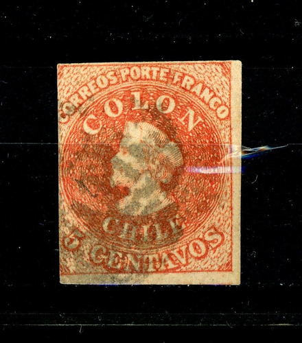 Sellos Postales De Chile. Primera Emisión, N° 7, Año 1855.