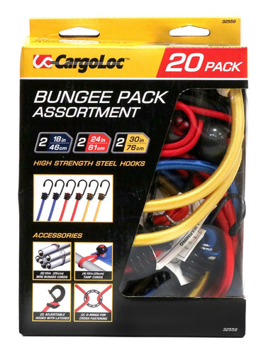 Bungee Pack 20pz Diferentes Tamaños De Cuerdas Cargoloc