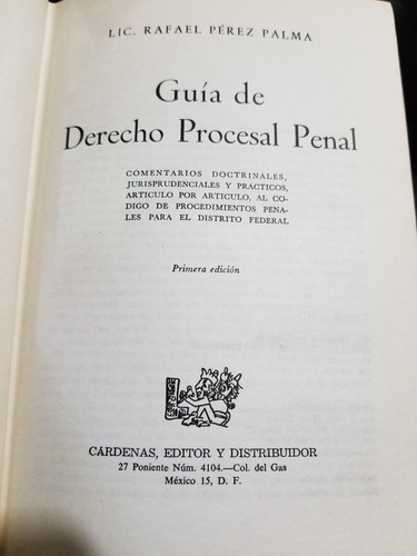 A0 Guia De Derecho Penal 1.a Edición Rafael Pérez Palma (Usado)