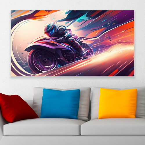 Cuadro Decorativo Motocicleta Biker Digital Art 80x50cm