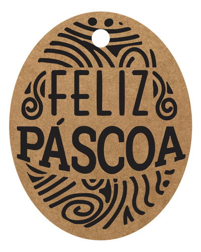 Tags Kraft Feliz Páscoa  Oval - 120 Un 5x4cm