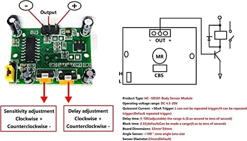 Módulo De Sensor De Movimiento Hc-sr501 Pir Para Arduino Ras