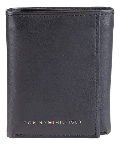 Billetera Tommy Hilfiger 31tl110018 Color Negro De Cuero - 107mm X 79mm X 22mm