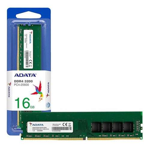 Memoria Udimm Ddr4 Adata 16gb 3200 Mhz Pc4 - 25600 Cl22 1.2v