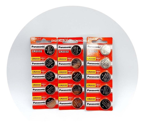 Pack De 15 Unidades Cr-2032 Panasonic 3v 3tiras