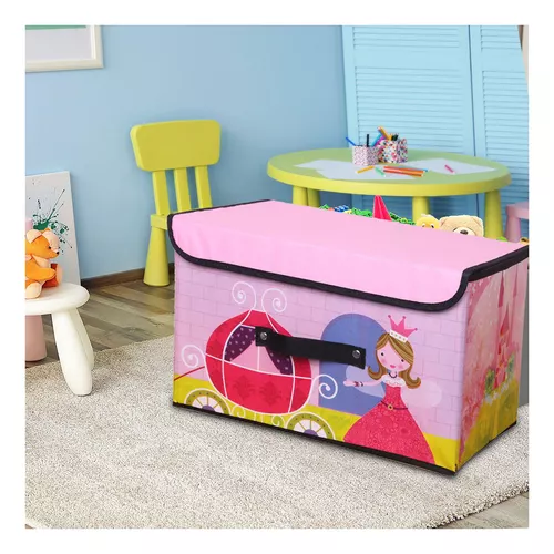 Baúl de juguetes para niños con tapa abatible: caja de juguetes, plegable y  resistente con asas para guardería, sala de juegos, armario y organización