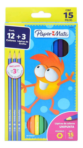 Lápices 12 Colores + 3 Graf Hexagonal Paper Mate Trazo Multi