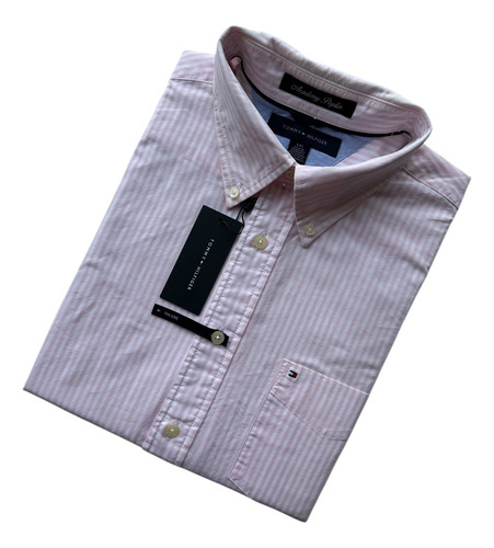 Camisa Tommy Hilfiger Hombre Manga Larga Talla L Cth076