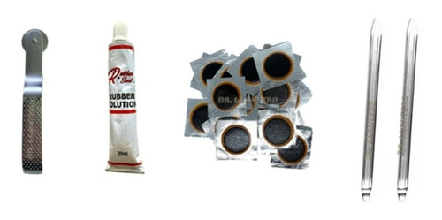Kit Parchado Llantas 64 Parches Pegamento Espátulas P/moto