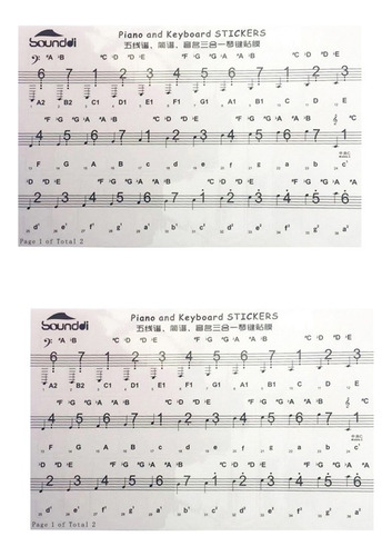 2xpegatina Electrónica Clara Para Para Teclas 54/61/88