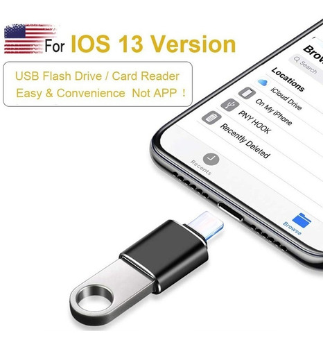 Imagen 7 de 10 de Adaptador Usb A Lighting Para iPhone Y Para iPad Datos