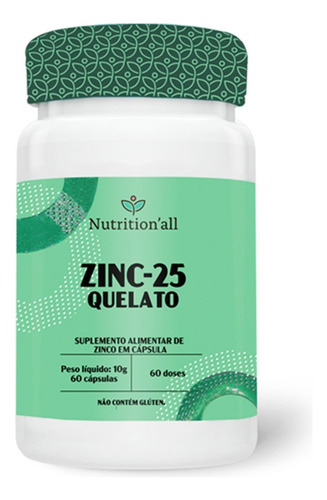 Zinco Quelato 25mg Nutrition All Bisglicinato 60 Cápsulas