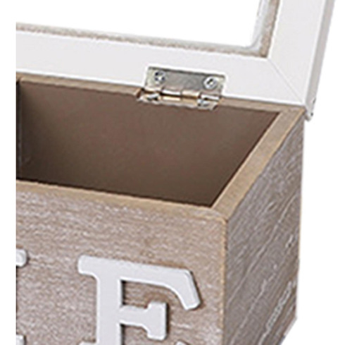 Caja De Té De Madera Con Tapa Organizador De Cocina De