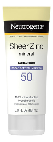 Neutrogena Sheer Zinc Dry-touch Sunscreen Lotion With Spf 50