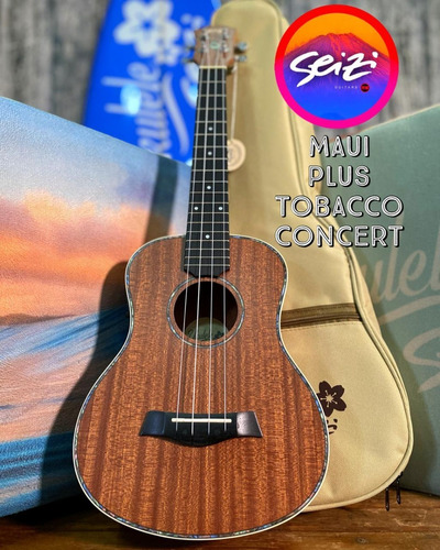 Ukulele Seizi Maui Plus Concert Elétrico Tobacco Com Bag