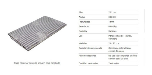 Filtro De Campana De Cocina 60cm (+indicador De Saturación)