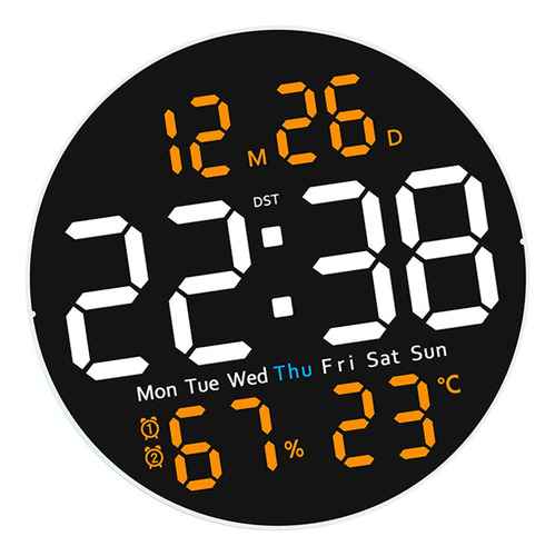 Reloj Digital De Pared Con Luz Nocturna Con Control Naranja