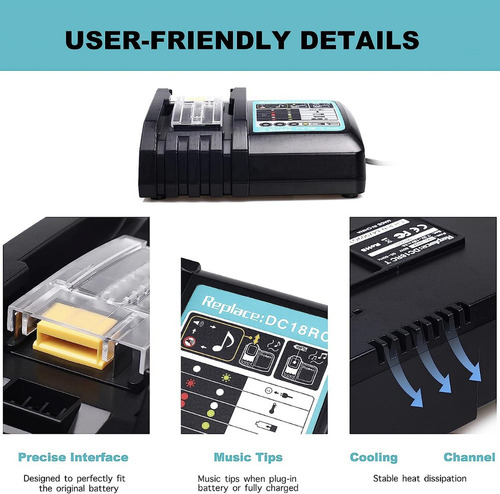 Cargador De Batería Rápido Li-ion Dc18ra 14.4v-18v De Makita