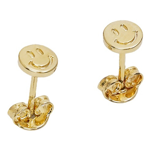 Arete Topo Carita Feliz Oro Laminado 18k