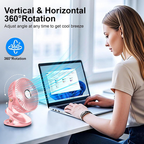 Ventilador De Mesa Clip-on Com Luz E Display Digital