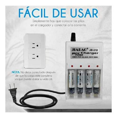 Cargador Y Pilas Recargable Aa+aaa 4 Pila Batería Recargable