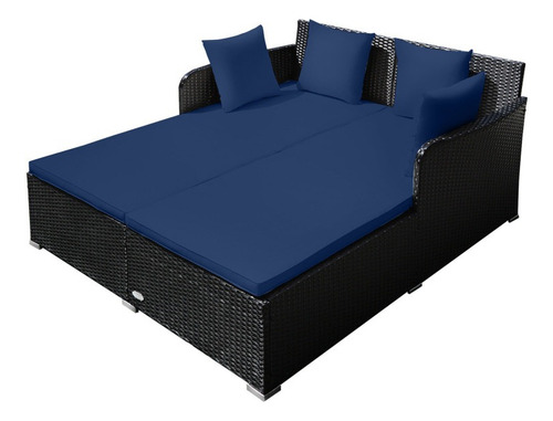 Sofá Cama Para Exteriores Con Cojines, Color Azul Marino