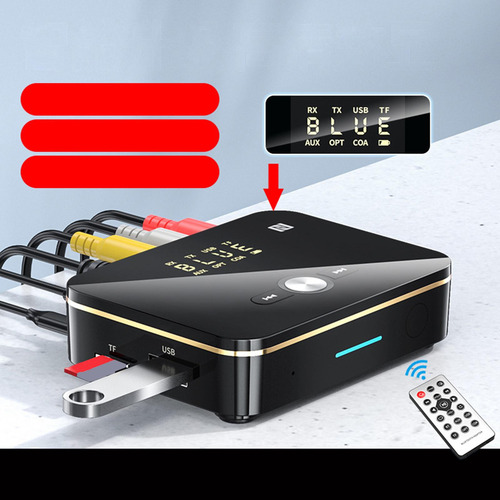 Receptor Transmisor Bluetooth 5,0 Con Control Remoto 2 En 1