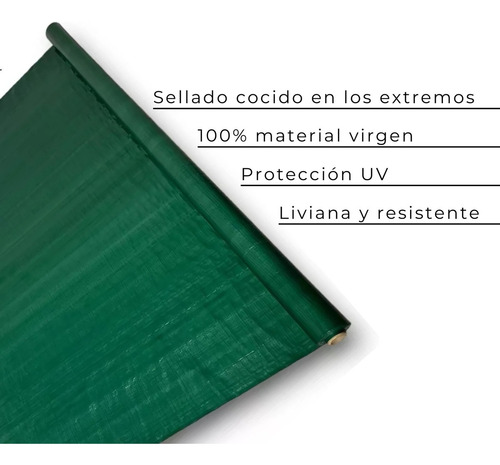 Rafia Cubre Cerco Verde Lona 1.90 X 25 Mts Sombra