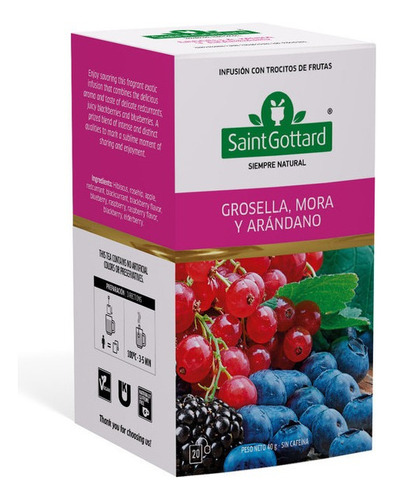 Infusión Saint Gottard Grosella, Mora Y Arándanos X 20 Saq