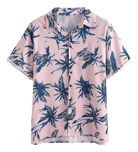 Playera Hawaiana De Manga Corta Con Estampado Tropical Para