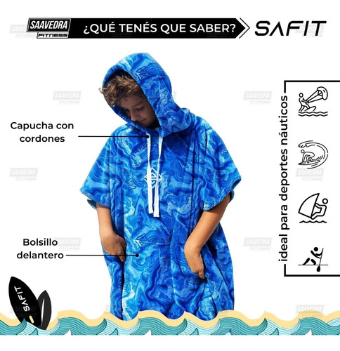 Imagen 6 de 10 de Poncho Cambiador Toalla Niños Secado Rapido Pileta
