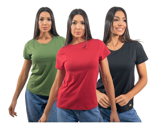 Kit 9 Camisetas Blusinhas Feminina Básica Caimento Perfeito