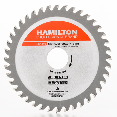 Disco Sierra Circular 40 Dientes 115mm 41/2 Hamilton Ss1140