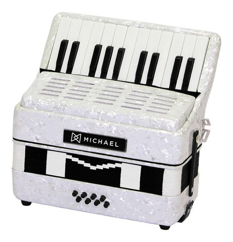 Acordeon Michael Acm0822 Pwh 8 Baixos Branco Perolado
