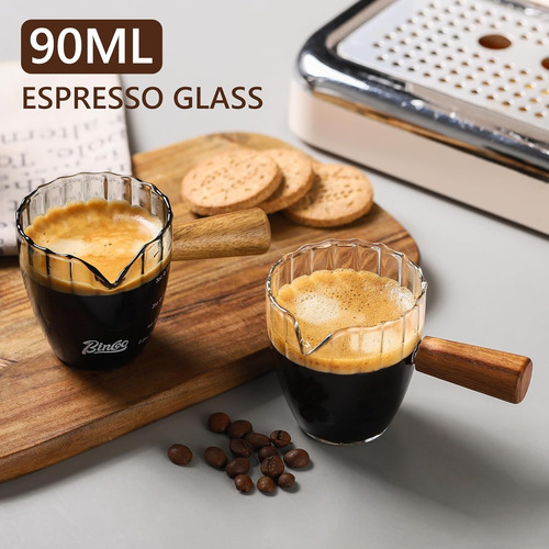Tazas De Espresso Con Mango De Madera, Vaso De Chupito De Es