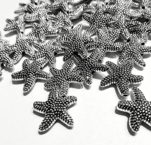 10 Dijes Marinos Estrella Pasante 1,2 Cm X 1,2 Cm 