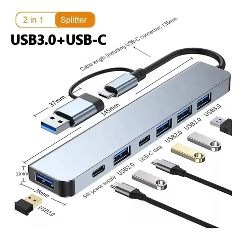 Hub Adaptador Usb Tipo C 7 En 1 Para Macbook iPad Notebook