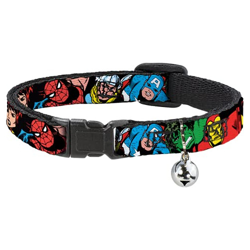 Cat Collar Breakaway 5 Marvel Characters Black 8 To 12 Inche