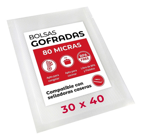 100 Bolsas Sellado Al Vacío Gofradas 30x40 Cms 80 Micras