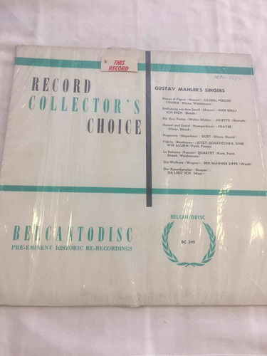 Gustav Mahlers Singers Record Collectors Choice Disco Vinilo