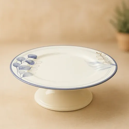 Boleira De  Cerâmica Premium Decorativa Para Bolos E Doces Branco