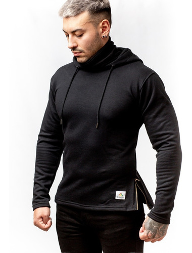 Imagen 4 de 7 de Buzo Canguro Capucha Con Barbijo Slimfit Hoodie Camperas A29