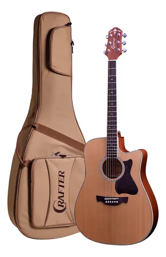 Violão Crafter Aço Folk Cutaway DE-7/N Equalizador Plataform TV Gold com Bag