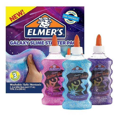 Kit Elmers Galaxy Cascolas Con Glitter Para Hacer Slime Febo