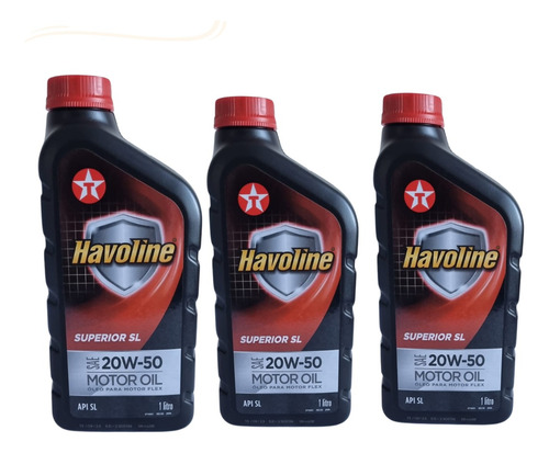 Kit C/3 Havoline 20w50 Carro Mineral Sae Api Sl Motor Oil