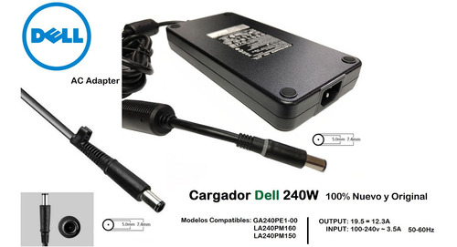 Cargador Original Dell 240w  19.5v-12.3a   Ga240pe1-00 Nuevo