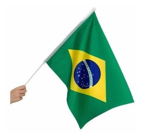 Kit Com 6 Bandeiras De Mão Do Brasil De Tecido