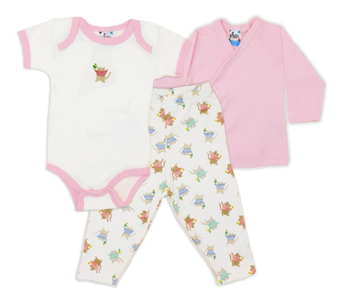 Imagen 1 de 9 de Ropa Bebe Conjunto Set 3 Piezas Pañalero Pants Playera 30325